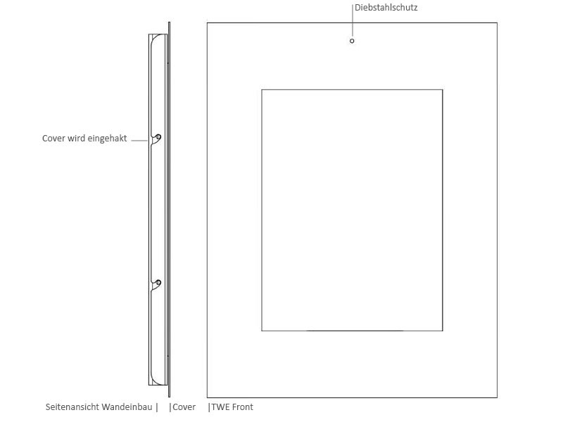 TabLines TWE059E Tablet Wandeinbau für Apple iPad Pro 10,5Zoll, DS, Edelstahl Funktionen