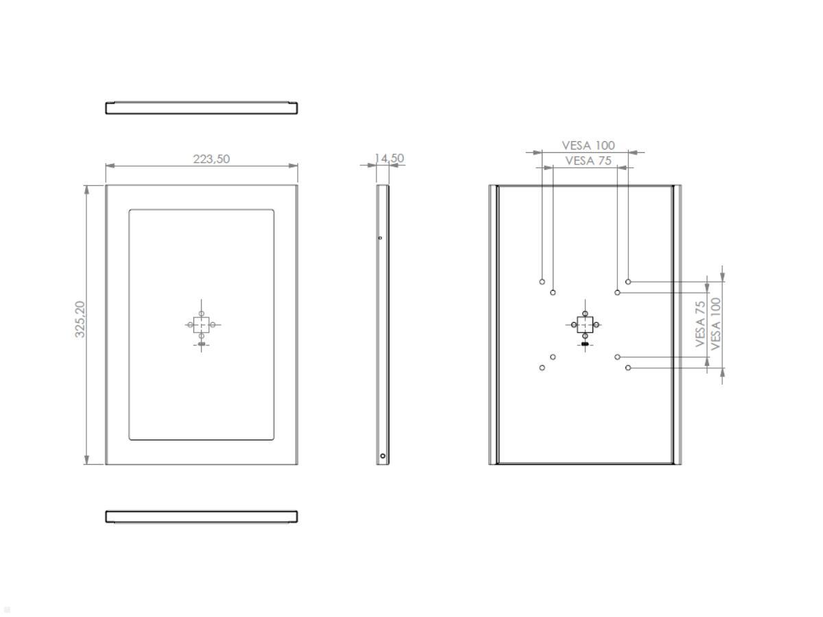 Samsung Galaxy Tab S7+ Schutzgehäuse TabLines TSG076W, Technische Zeichnung