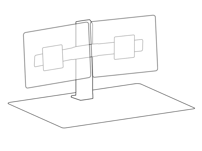 Ergotron WorkFit Dualer-Bildschirm-Halter 97-934-062 Schemenzeichnung