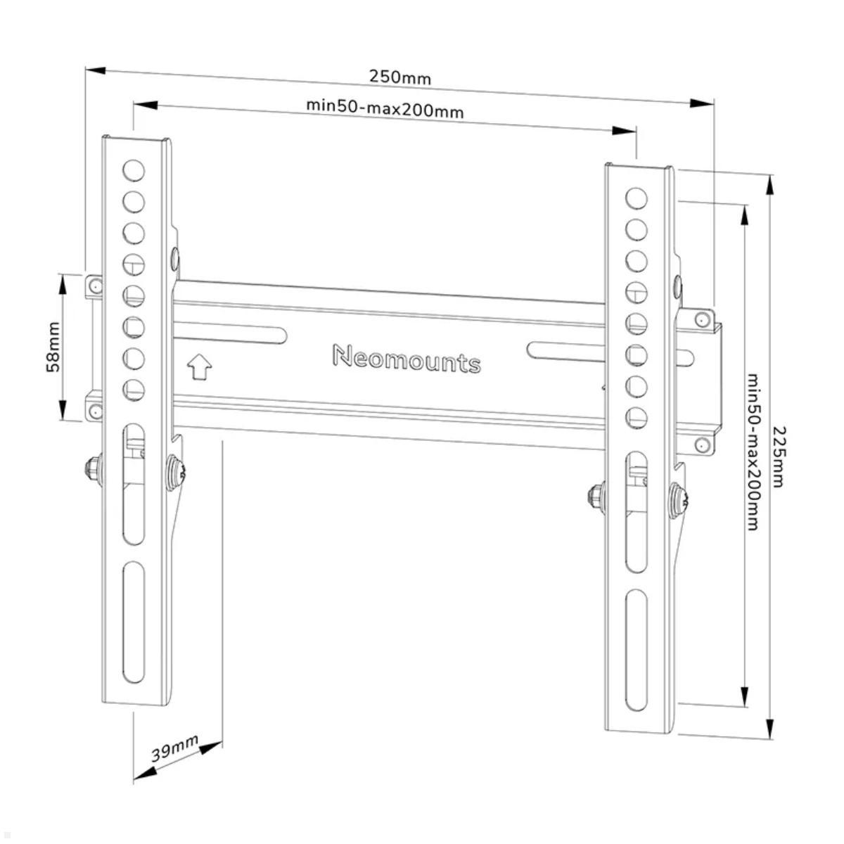 Neomounts WL30-350BL12 TV Wandhalterung 24 - 55 Zoll, schwarz, technische Zeichnung