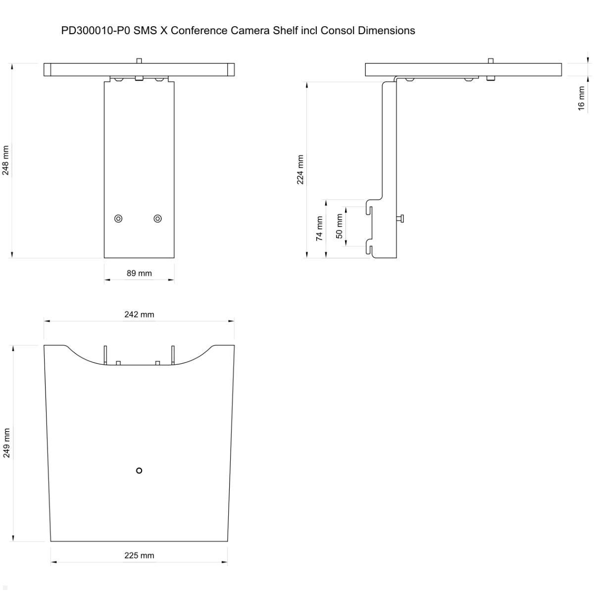 SMS Zubehör X FH Kamera Ablage für Videokonferenz (PD300010-P0), technische Zeichnung