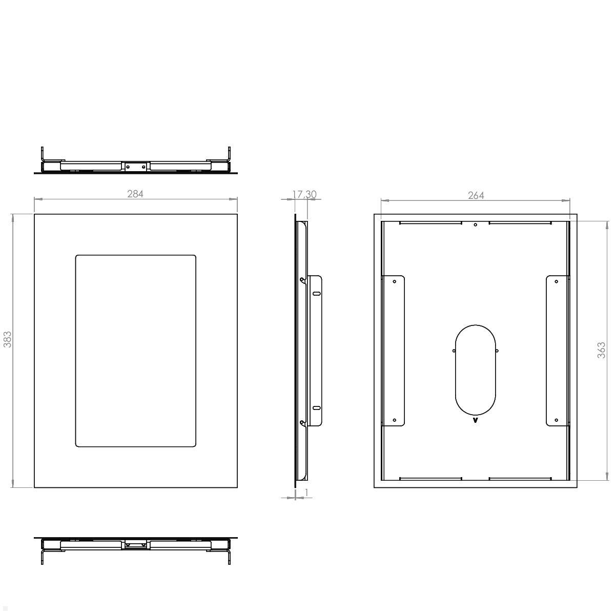 TabLines TWE105S Tablet Wandeinbau für Samsung Tab S8+ 12.4, Zeichnung