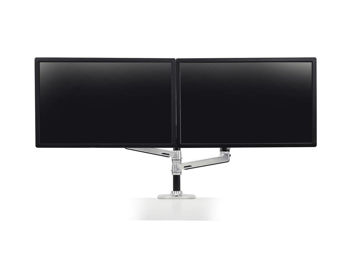 Ergotron LX Dual Tischhalterung 2 Monitore mit Notebookablage (45-248-026) Frontansicht