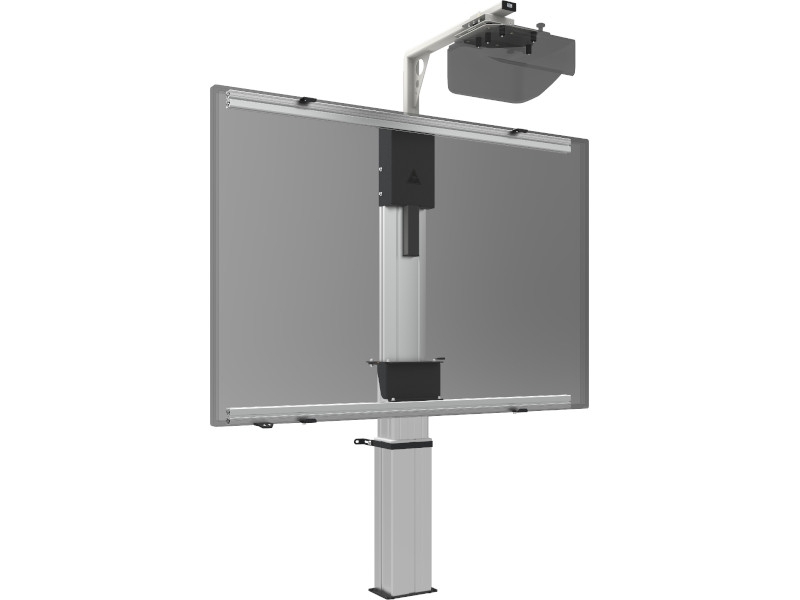 SmartMetals Bodenlift für interaktives Whiteboard & Projektor bis 77 Zoll Front mit Monitor und Projektorhalterung