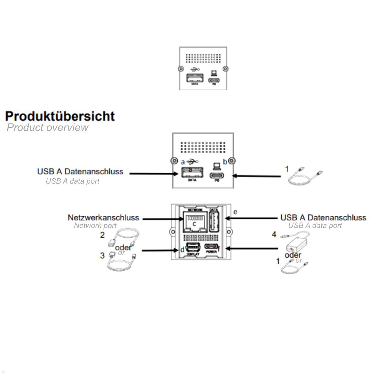 Bachmann Mini Port Replikator mit USB-C PD 100W 2x USB-A (917.229), Skizze