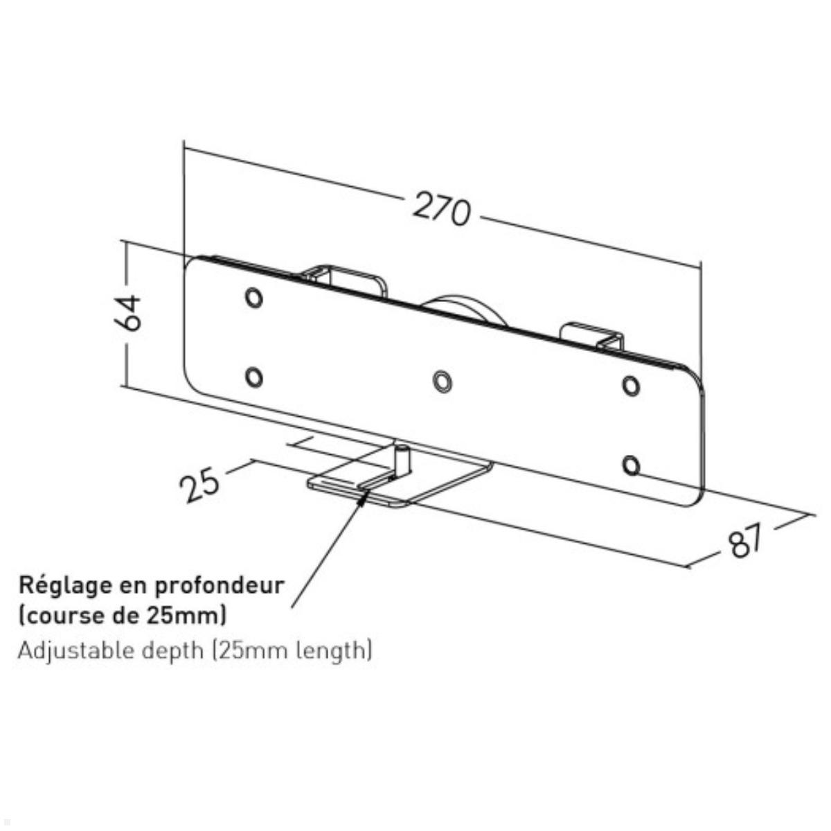 Erard WILL / STANDiT Zubehör Soundbar Halterung für POLY X30, schwarz, technische Zeichnung