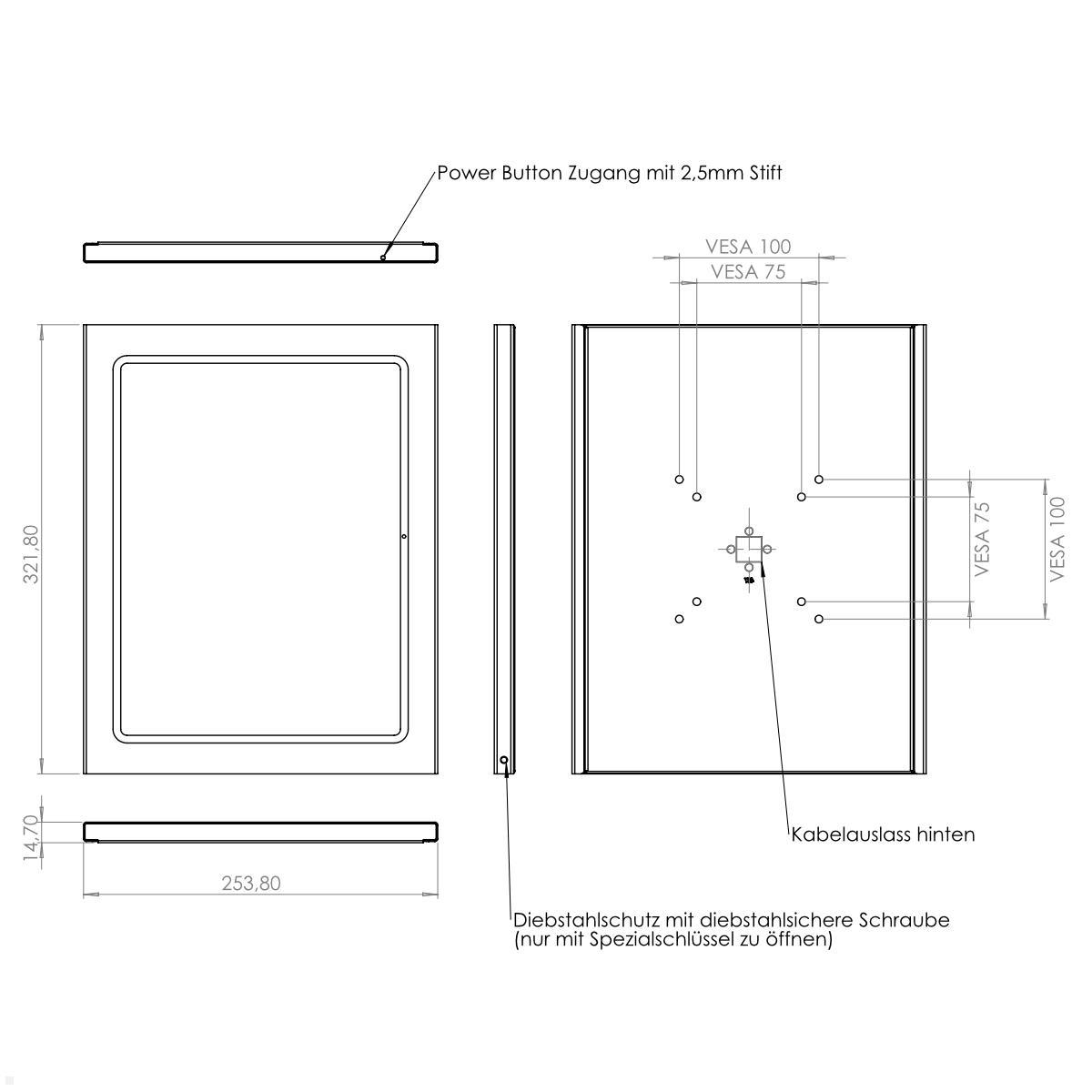 TabLines TSG104W Tablet Schutzgehäuse für Apple iPad Pro 13.0 (M4), weiß technische Zeichnung