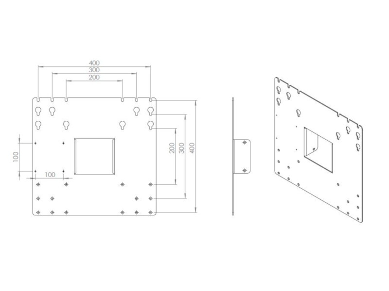 MonLines V026S VESA Adapter 400 für SMS FH Serie, silber Maße