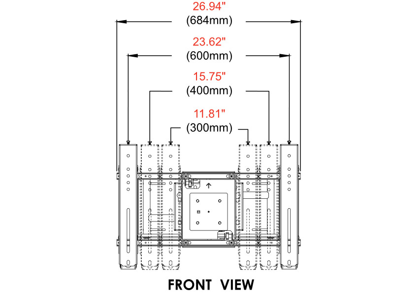 peerless DS-VWM770 flexible Videowall Halterung Zeichnung Front