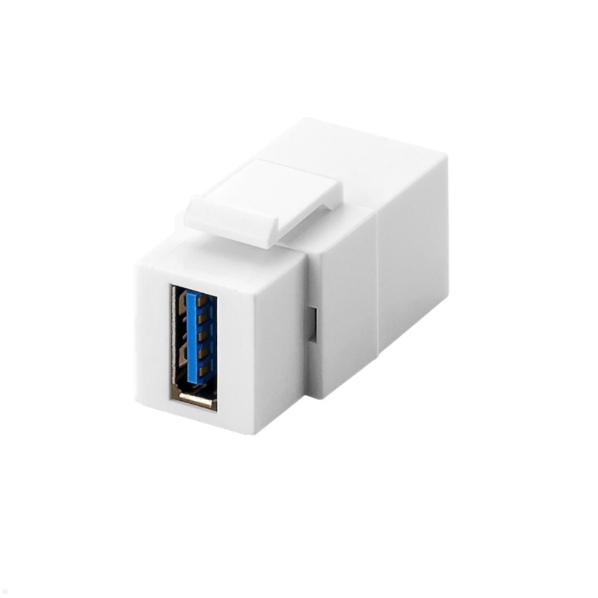 TecLines TKM013W USB-A 3.0 Keystone Modul Buchse/Buchse, weiß