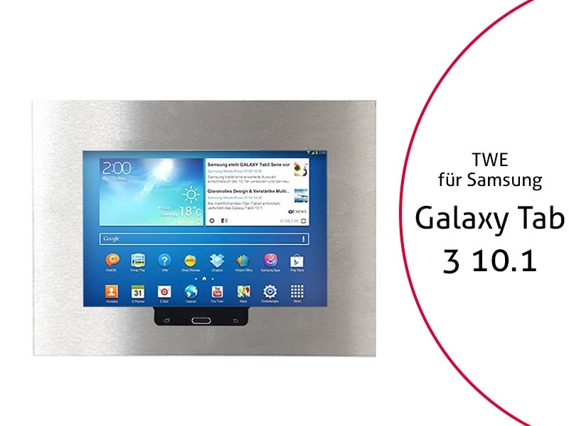 TabLines TWE005E Tablet Wandeinbau für Samsung Tab 3 10.1 HB Edelstahl