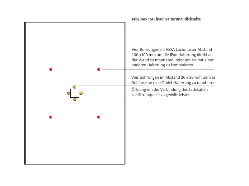 TabLines TSG042E Tablet Schutzgehäuse für Apple iPad 5 (2017), HB, Edelstahl VESA Halterung