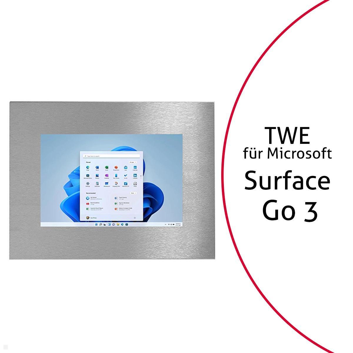 TabLines TWE099E Tablet Wandeinbau für Microsoft Surface Go 3, Edelstahl