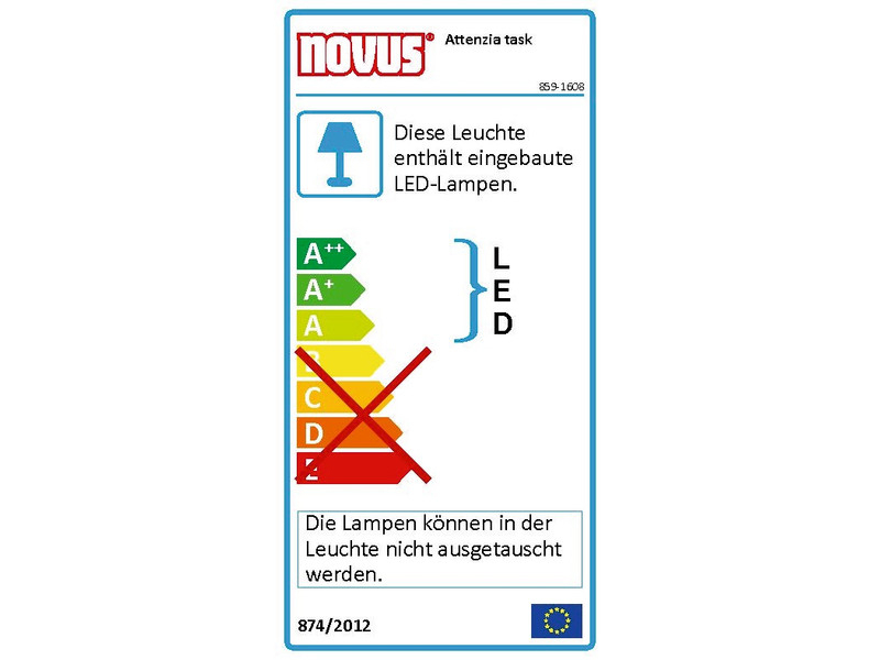 Novus Attenzia task LED Tischlampe silber (740+1219+000) Energielabel