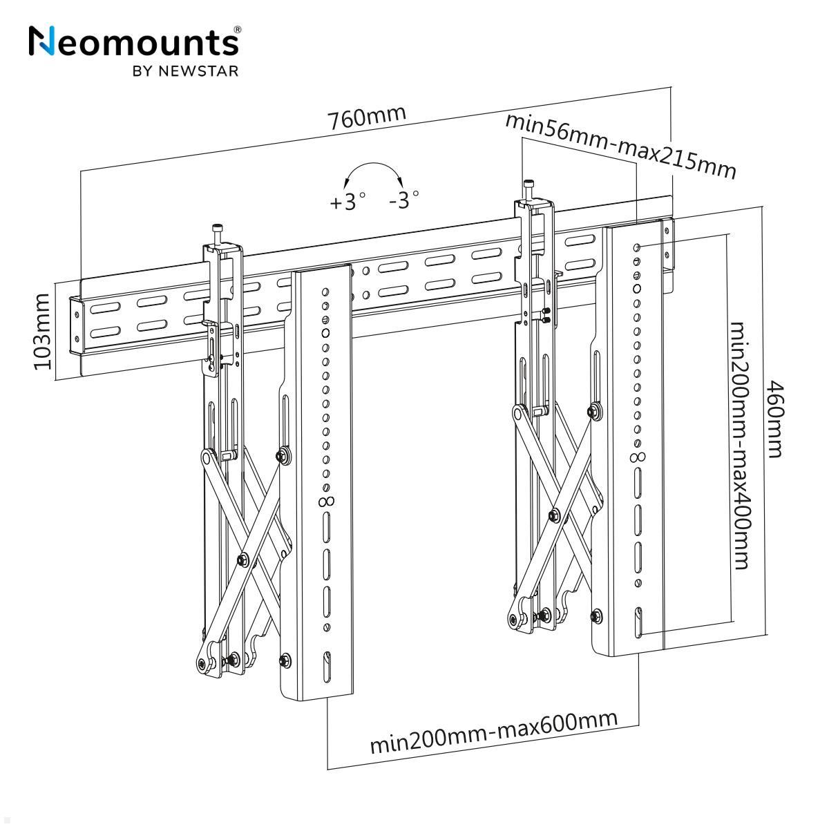 Neomounts LED-VW1000 Videowall Wandhalterung, schwarz technische Zeichnung