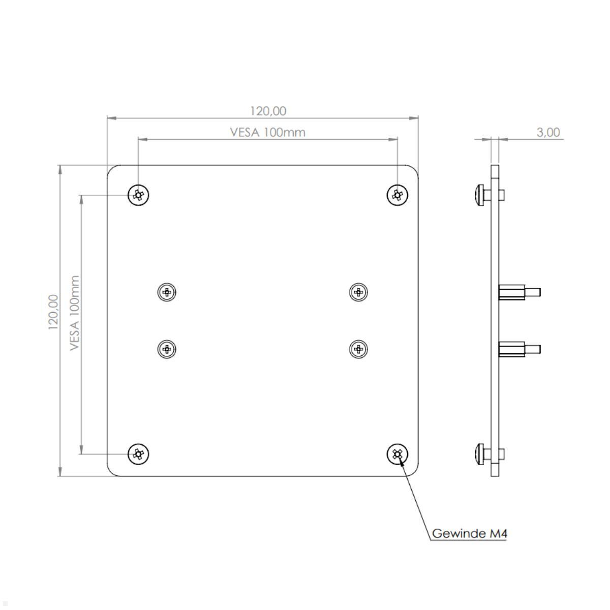 MonLines V085 VESA Adapter für Lenovo IdeaCentre AIO 3 27 Zoll, technische Zeichnung