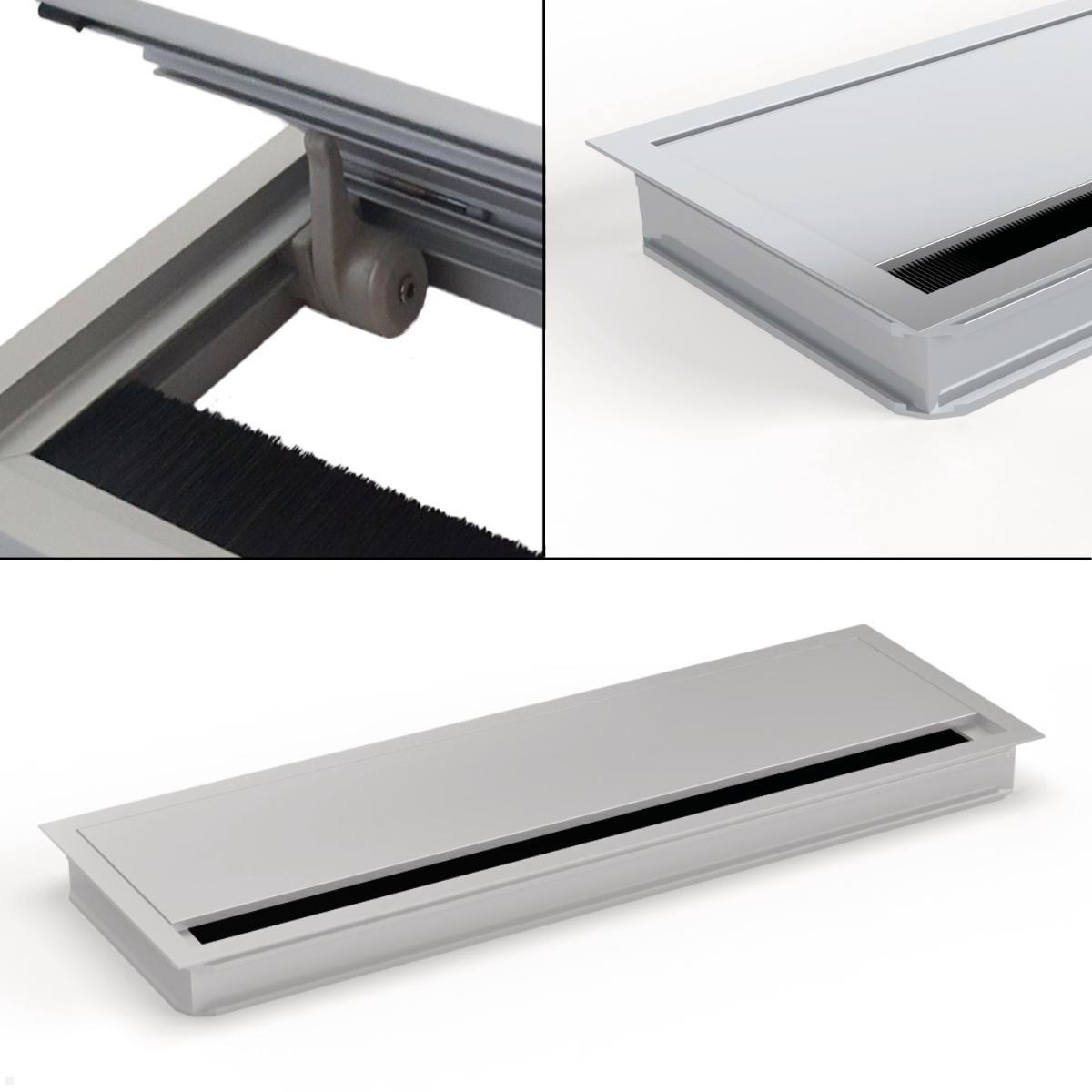 TecLines TKD006S Kabeldurchführung 100x240 mm mit Soft Close, silber schlankes Design