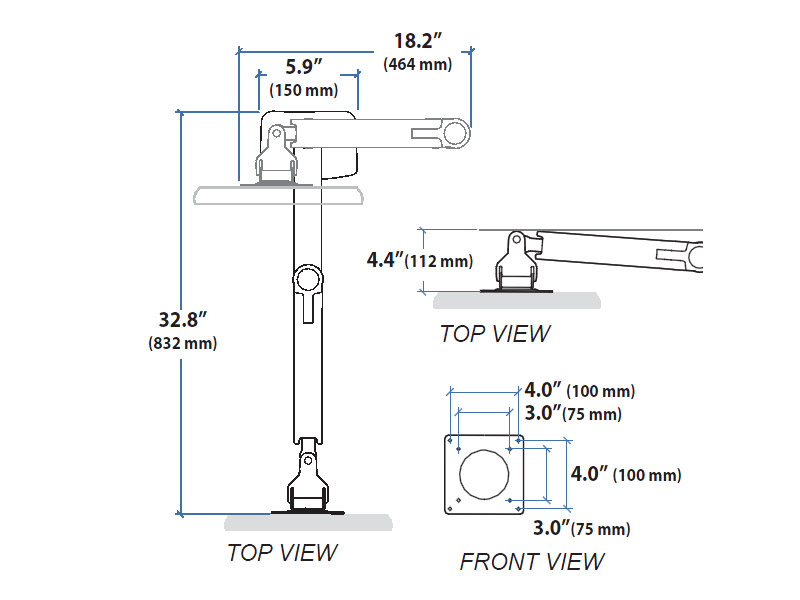 Ergotron 45-360-026 LX Sit-Stand Desk Mount LCD Arm Zeichnung