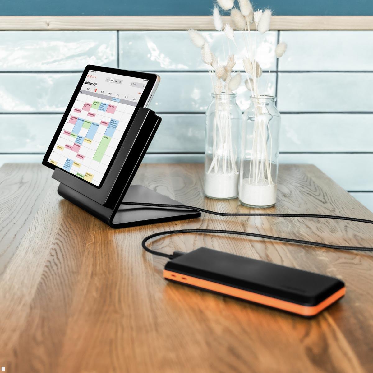 TabLines TTP002W Tabletständer Tisch Plug für iPad Pro 12.9 (5. Gen 2021), mit Powerbank (nicht enthalten), Abb. ähnlich