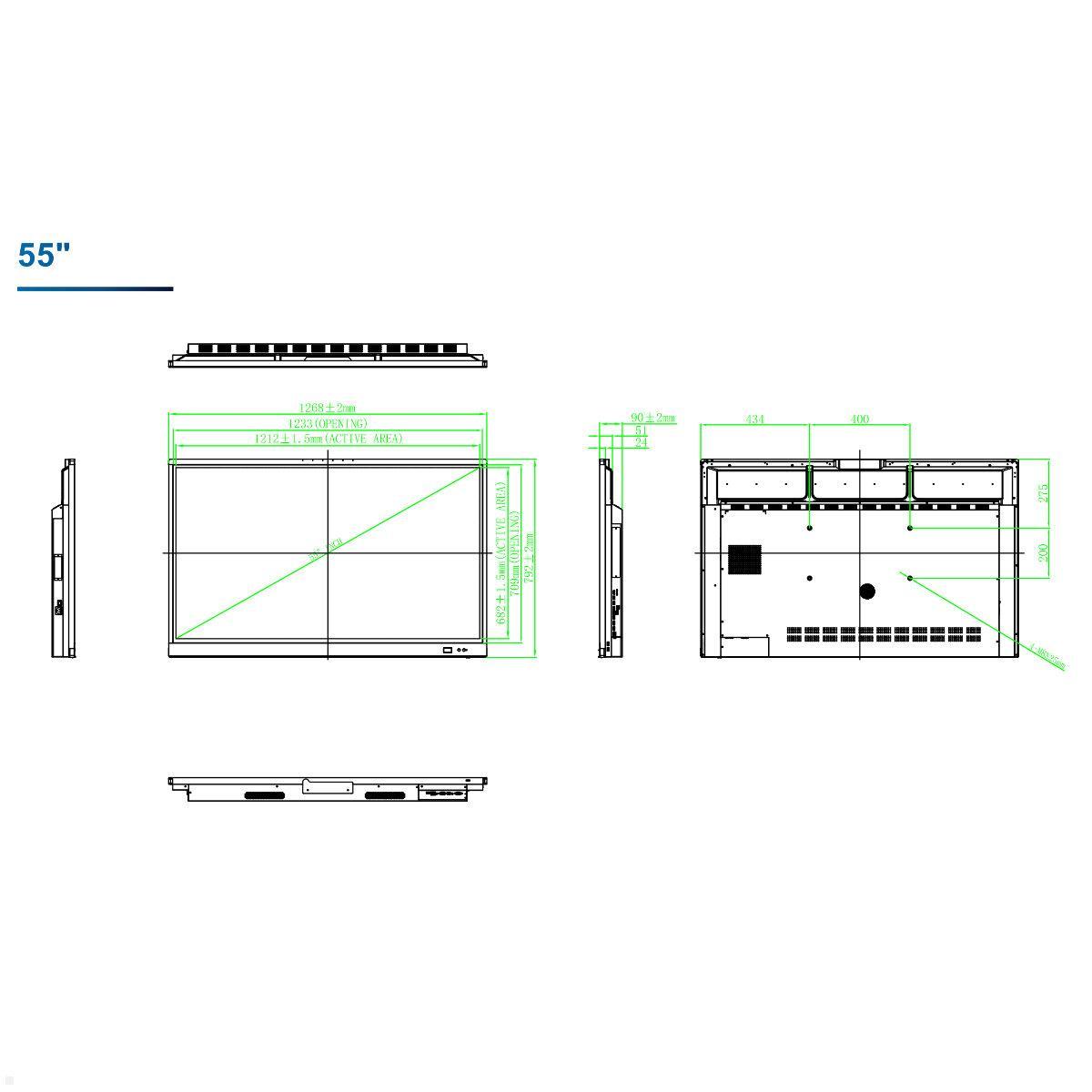 Clevertouch UX Pro Touchscreen 55 Zoll 4K UHD, interaktives Whiteboard, technische Zeichnung