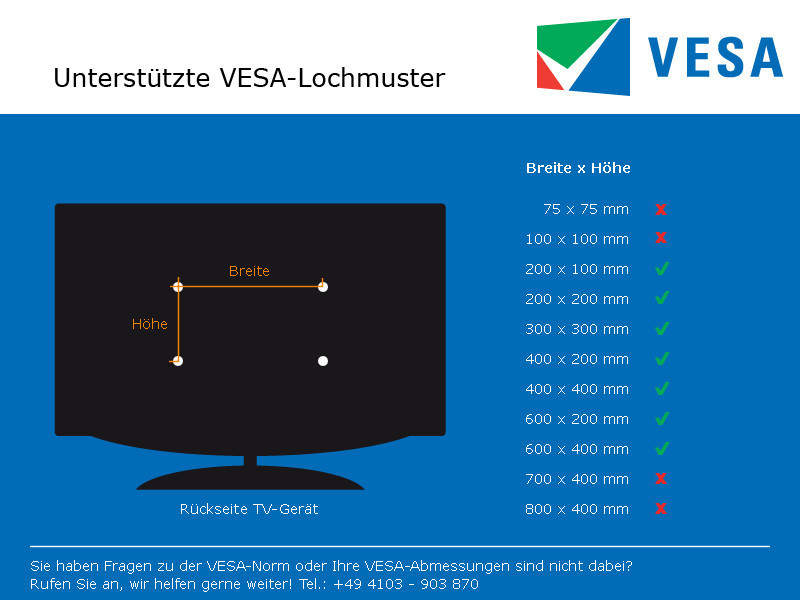 VCM TV Tisch Standfuß Windoxa Maxi, VESA Halterung