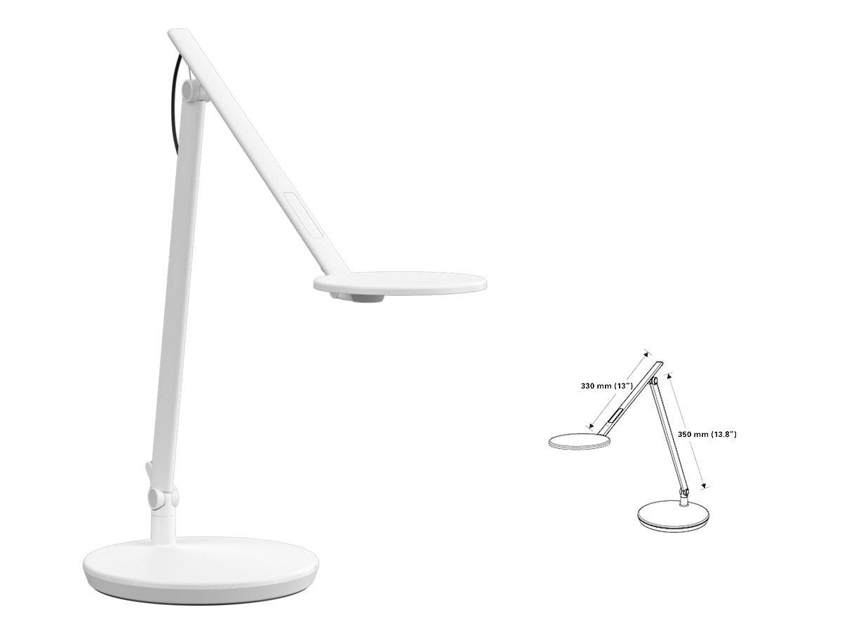 Humanscale Nova Light LED Schreibtisch Lampe NV3UBW, weiß technische Zeichnung