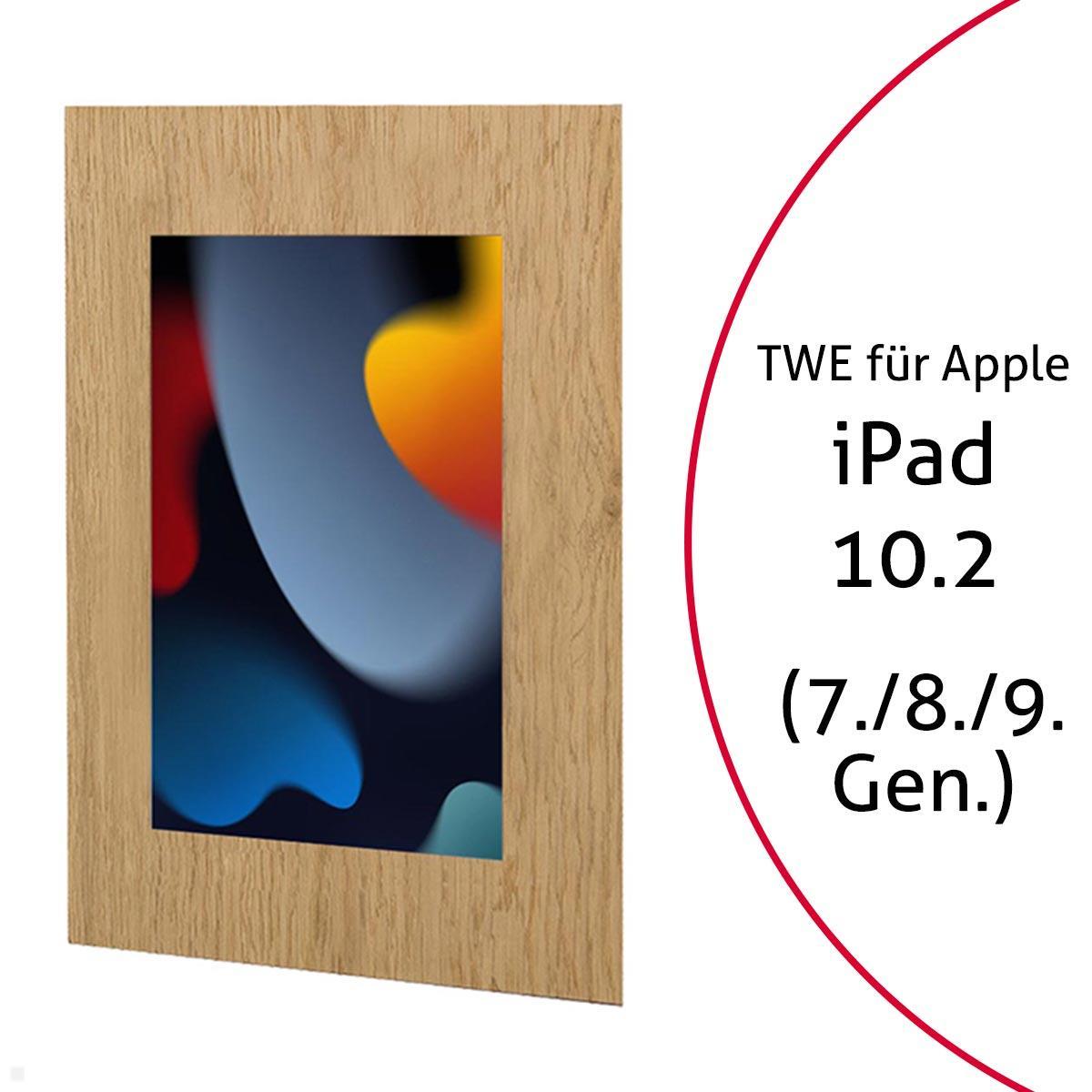 TabLines TWE087O Tablet Wandeinbau für Apple iPad 10.2 (7./8./9. Gen.), Eiche