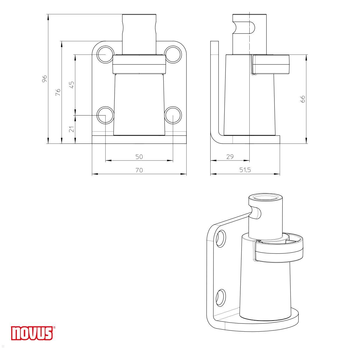 Novus Clu Zubehör Wall Adapter (898+0088+000), schwarz Zeichnung