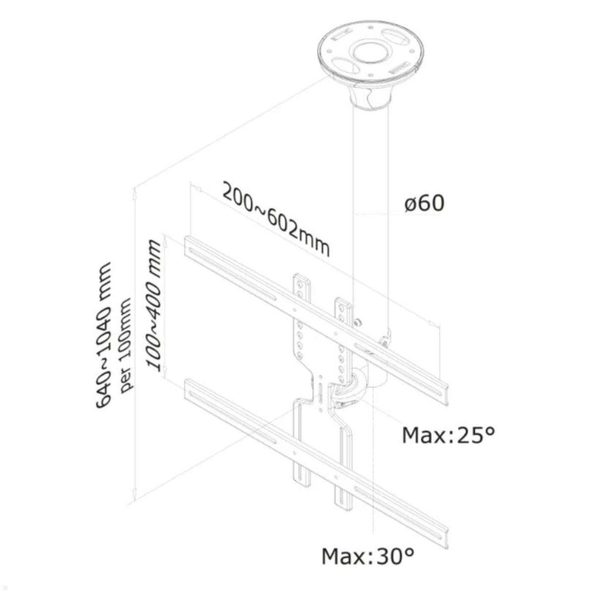 Neomounts FPMA-D950D duale Monitor Tischhalterung, schwarz, Zeichnung Maße