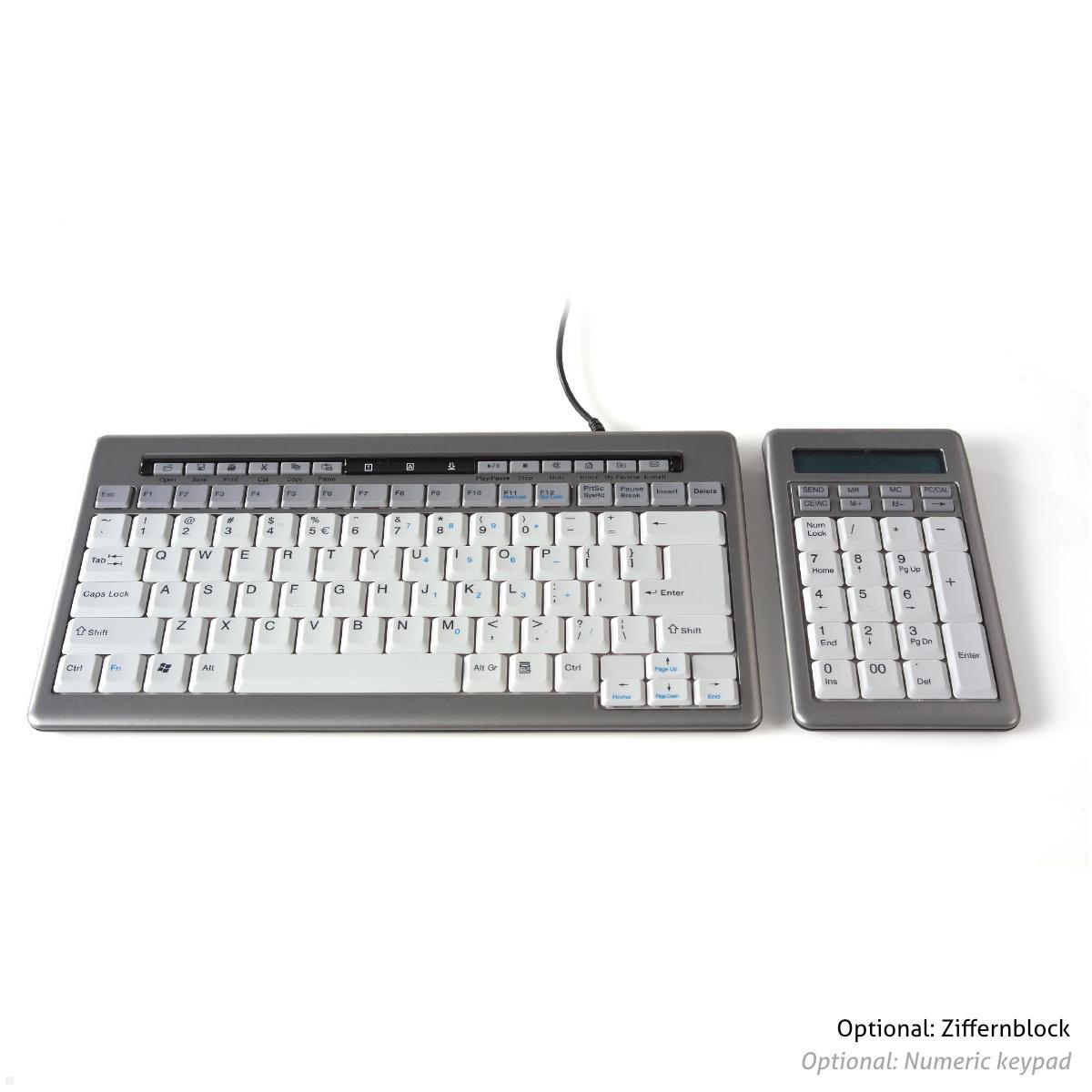 BakkerElkhuizen ergonomische Tastatur S-board 840 Design USB + optionaler Ziffernblock