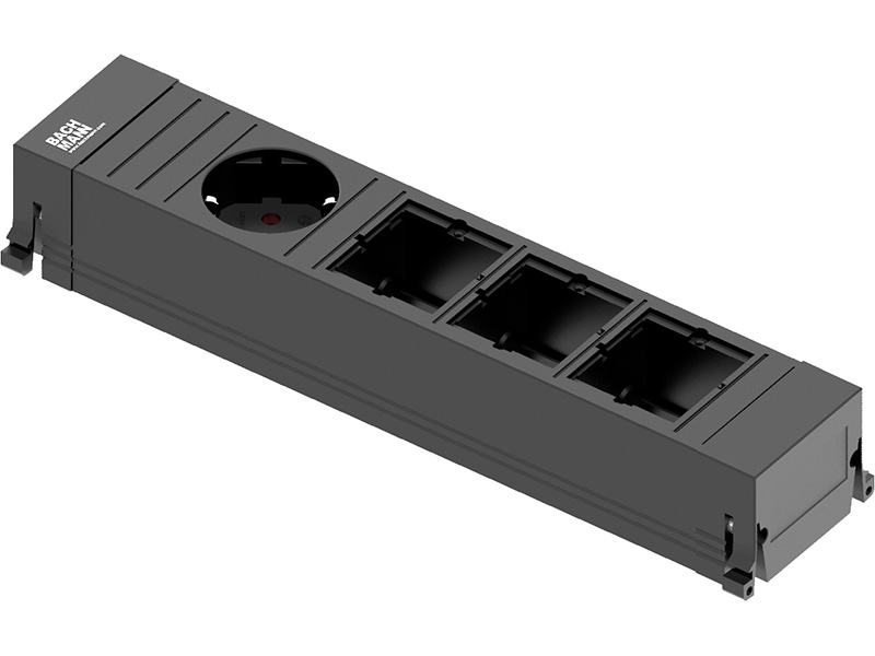 Bachmann Power Frame Steckdoseneinheit 4-fach 1x Steckdose 3x Custom Modul (916.0611)