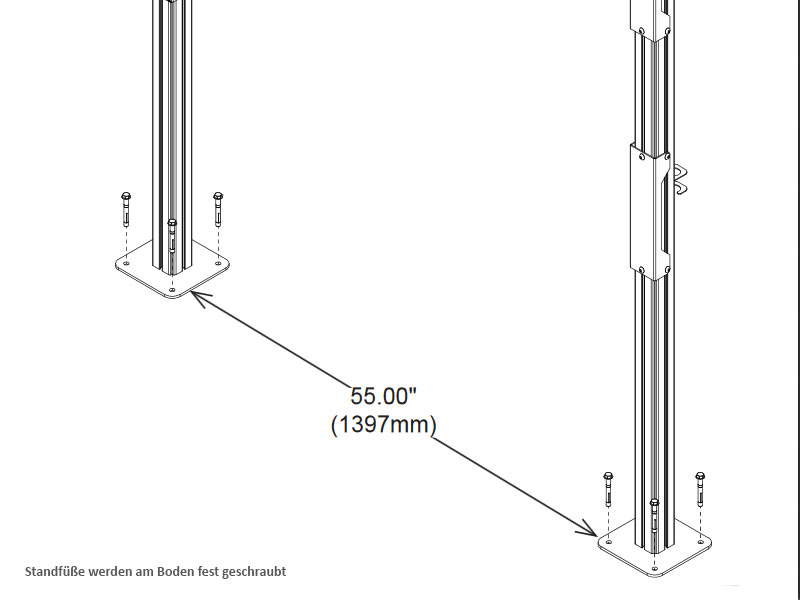 peerless Modulare Videowand-Standhalterung DS-S560-2X2 mit Schrauben in den Boden verankern