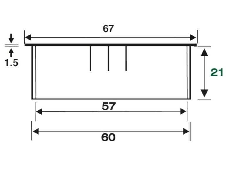 TecLines TKD001S Tisch Kabeldurchführung 60x21mm, silber Maße