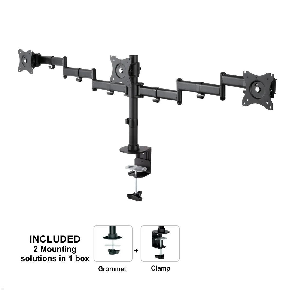 Neomounts NM-D135D3 NeoMounts 3-fach Monitor Tischhalter, Vorderansicht