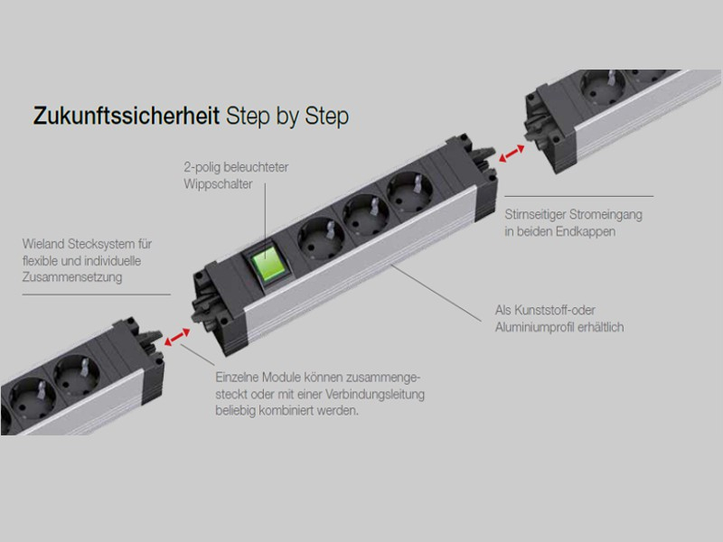 Bachmann STEP ALU 1x Steckdose 1x USB 2x Custom Modul GST18 (906.0208) Funktionen