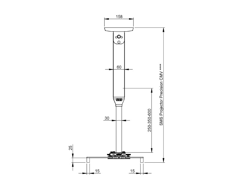 SMS Beamer Deckenhalterung CM V 1235-1735mm weiß (PP120004) Länge