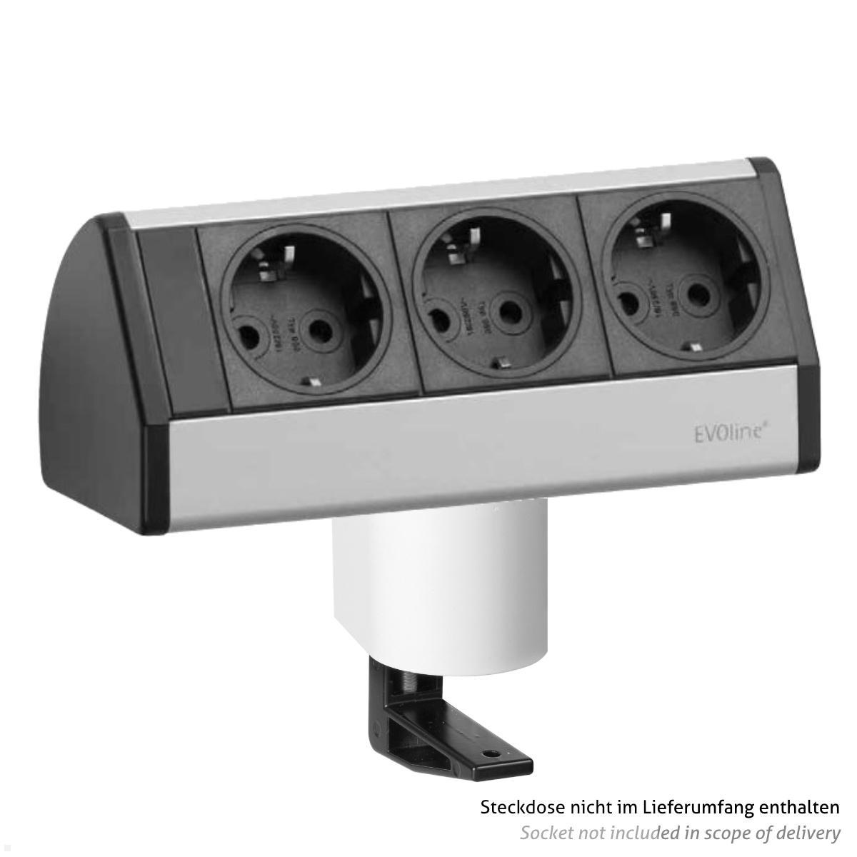 EVOline Zubehör 2x Befestigungszwinge für Dock 40 - 75 mm, weiß, Anwendungsbeispiel