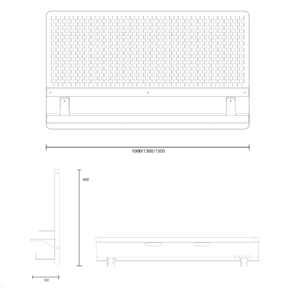 APTO Adaptboard Schreibtisch Rückwand / Trennwand 1300mm, schwarz Maße