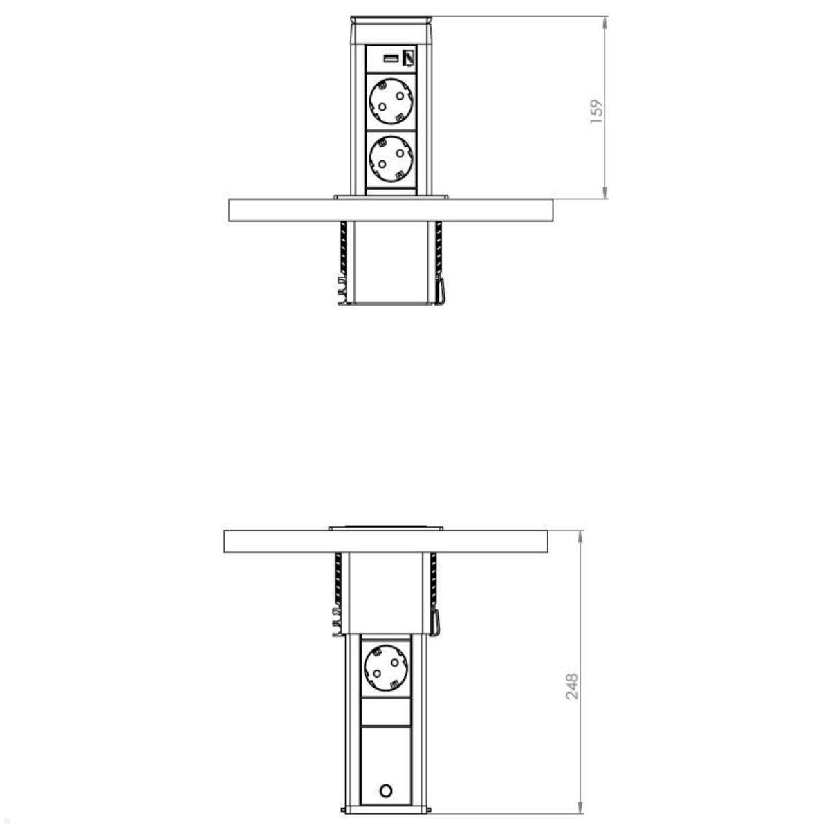 EVOline Port Push Cuisine 2fach Einbausteckdose, Skizze 2