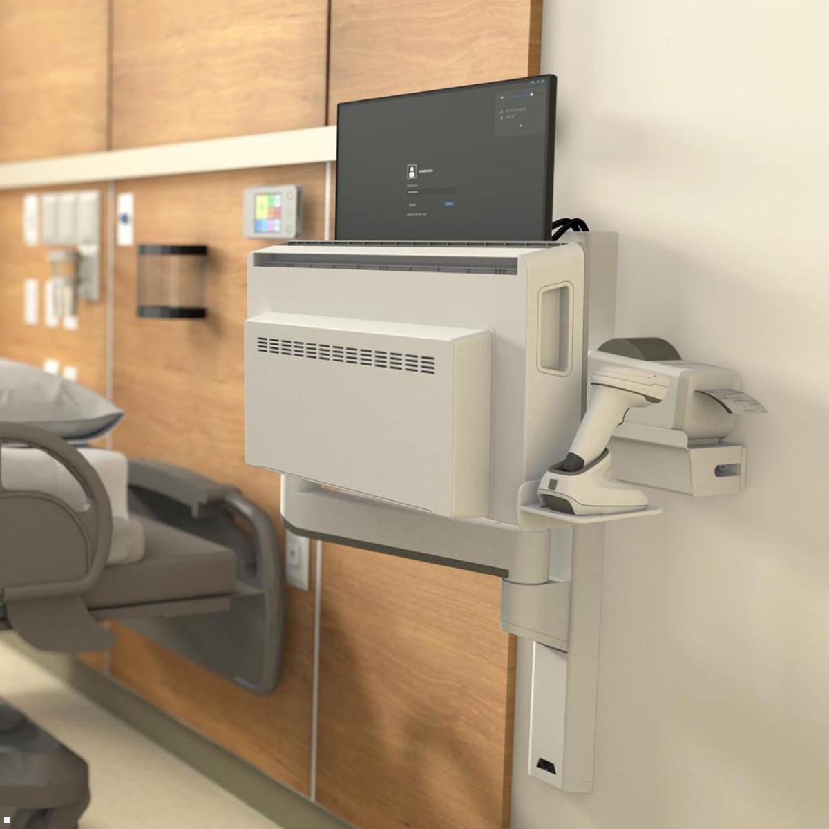 Ergotron CareFit Combo System Wandarbeitsplatz mit Arbeitsfläche (45-619-251), Patientenbett