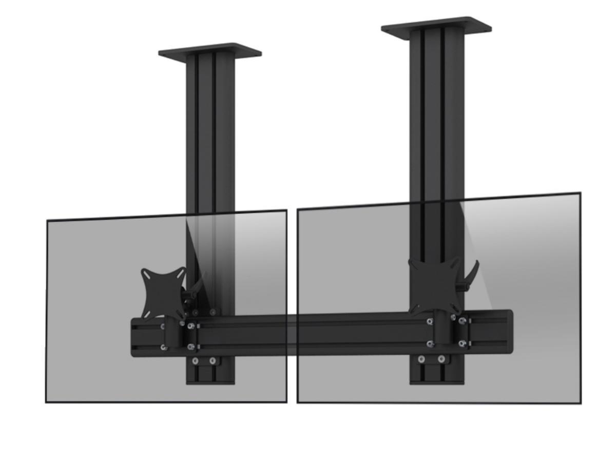 MonLines MDH202B Flat 2-fach Monitor Deckenhalter Alu 25-30 Zoll, schwarz