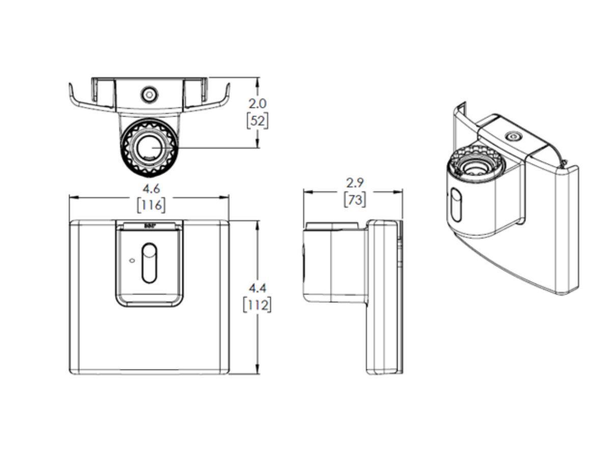 Humanscale M10 Monitor Wandhalterung schräg silber (M10HMSBTB) Technische Zeichnung