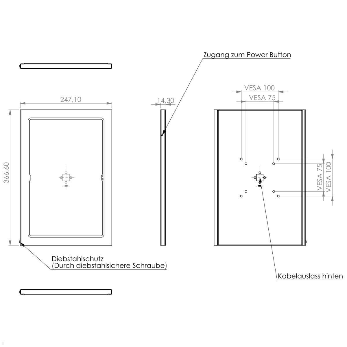 TabLines TSG087W Tablet Schutzgehäuse für Samsung Tab S8 Ultra 14.6, weiß, technische Zeichnung