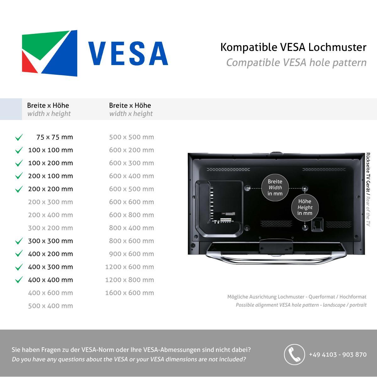 Neomounts FL40-450BL14 Monitor Rohrhalterung 3 Drehpunkte 32-55 Zoll, VESA Standard