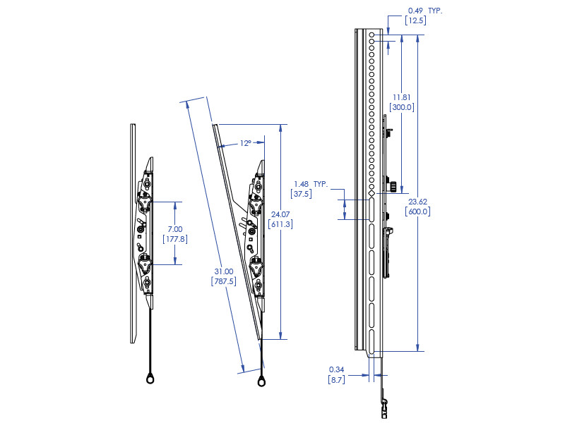 Chief XTM1U neigbare TV Wandhalterung 55-82" Seitenansicht