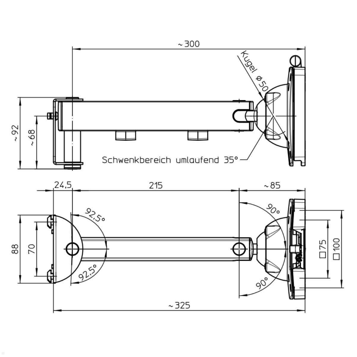 Novus TSS Tragarm Monitorhalterung für SlatWall (962+0119+004) Schwenkarm