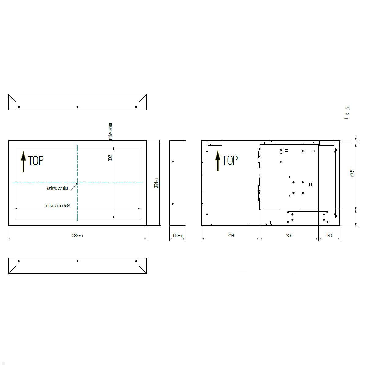 Distec BLO-Line A1 Brandschutz Monitor 24 Zoll PME Touch quer (DS-92-130Q) technische Zeichnung