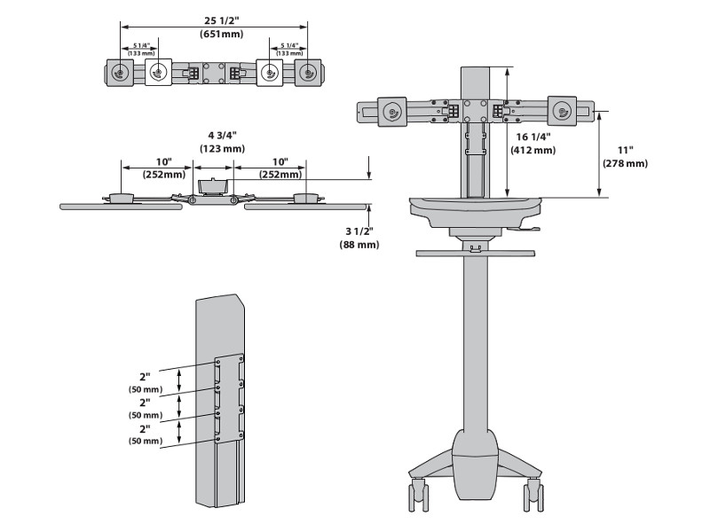 Ergotron SV Dual Monitor Kit 98-030 Maße