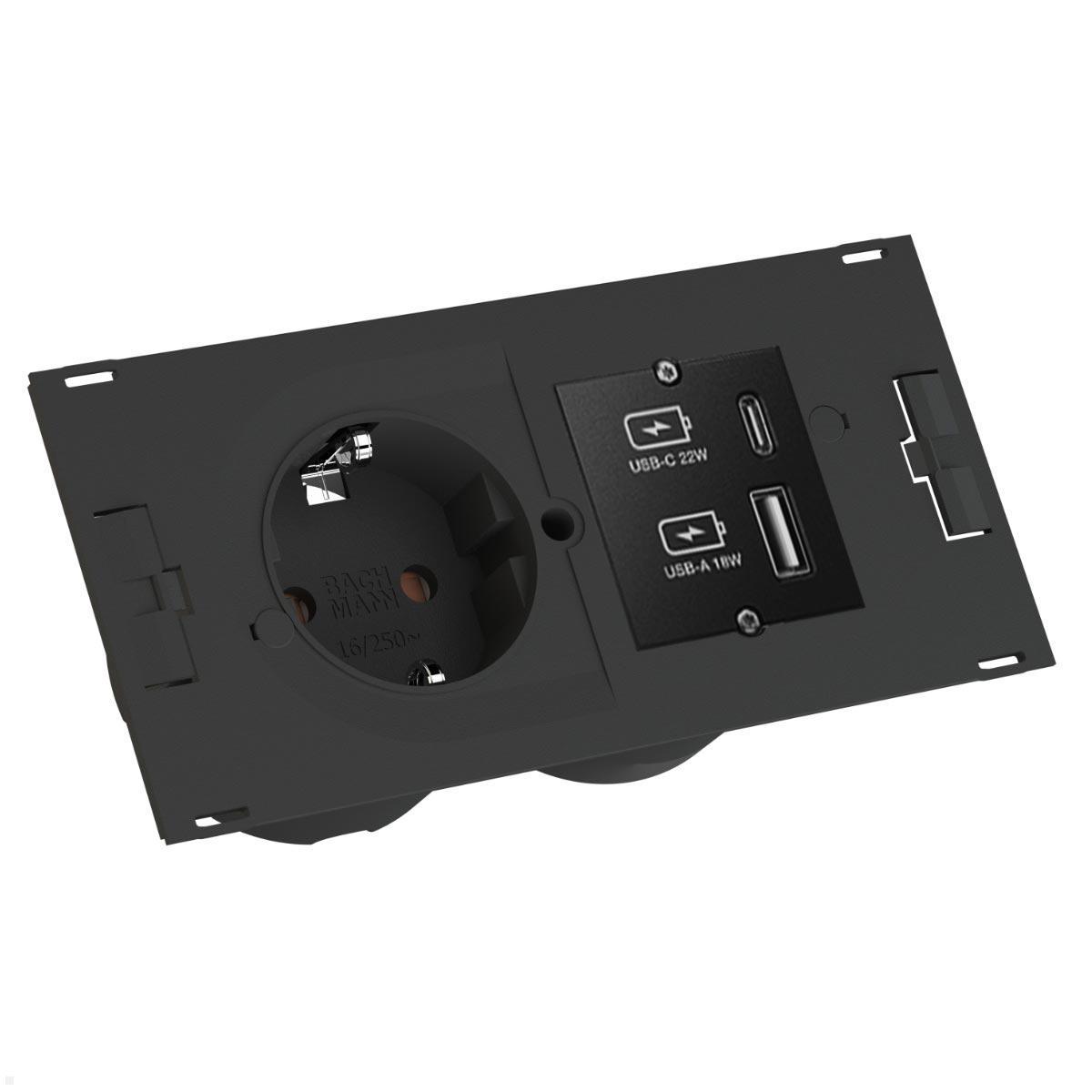 Bachmann DUE Steckdose, USB-Charger A/C, Deckel, weiß (929.227DW), Steckdoseneinheit