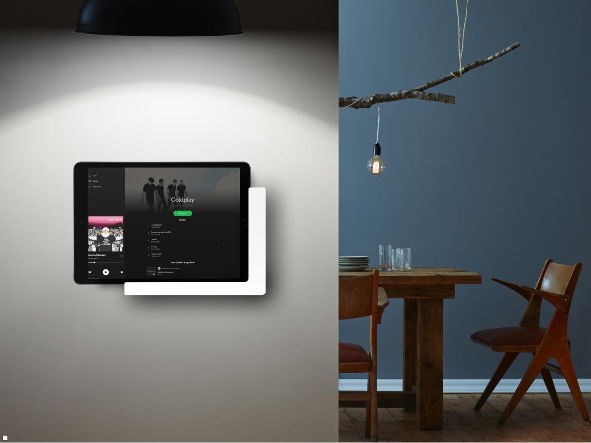 TabLines TWP004S Wandhalterung für iPad 10.2 (7./8. Gen.), silber, Anwendung Musik